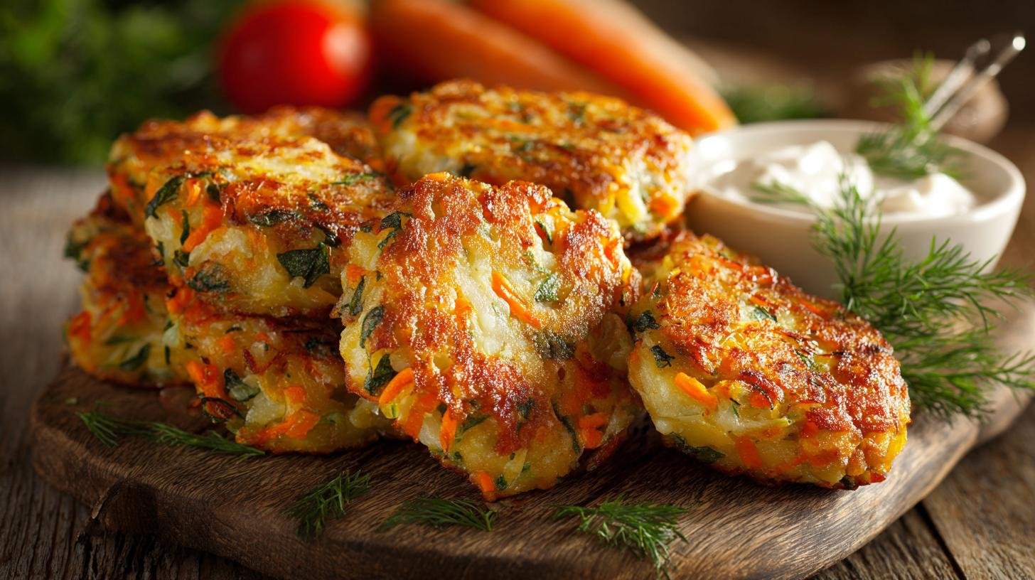 Zeleninové placičky s bramborami a mrkví jako lehká večeře. Postup krok za krokem