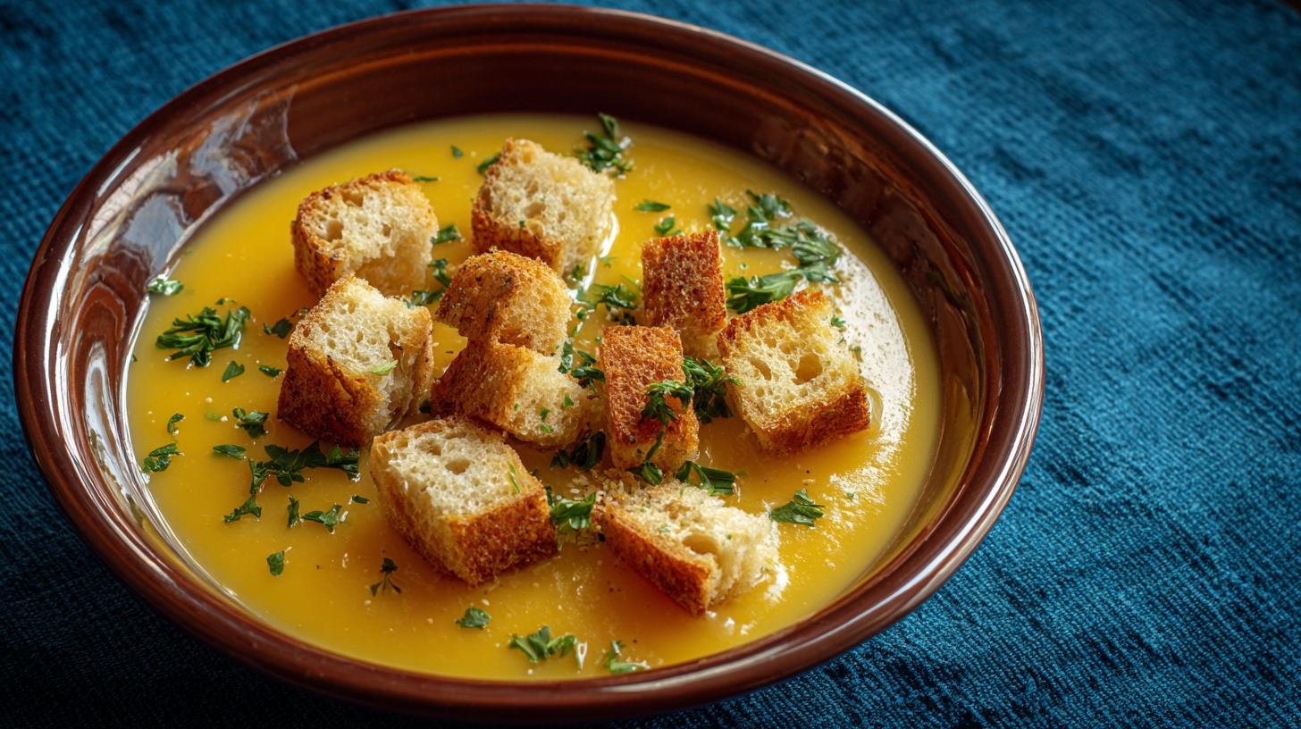 Česneková polévka s krutony rychlá domácí vzpruha