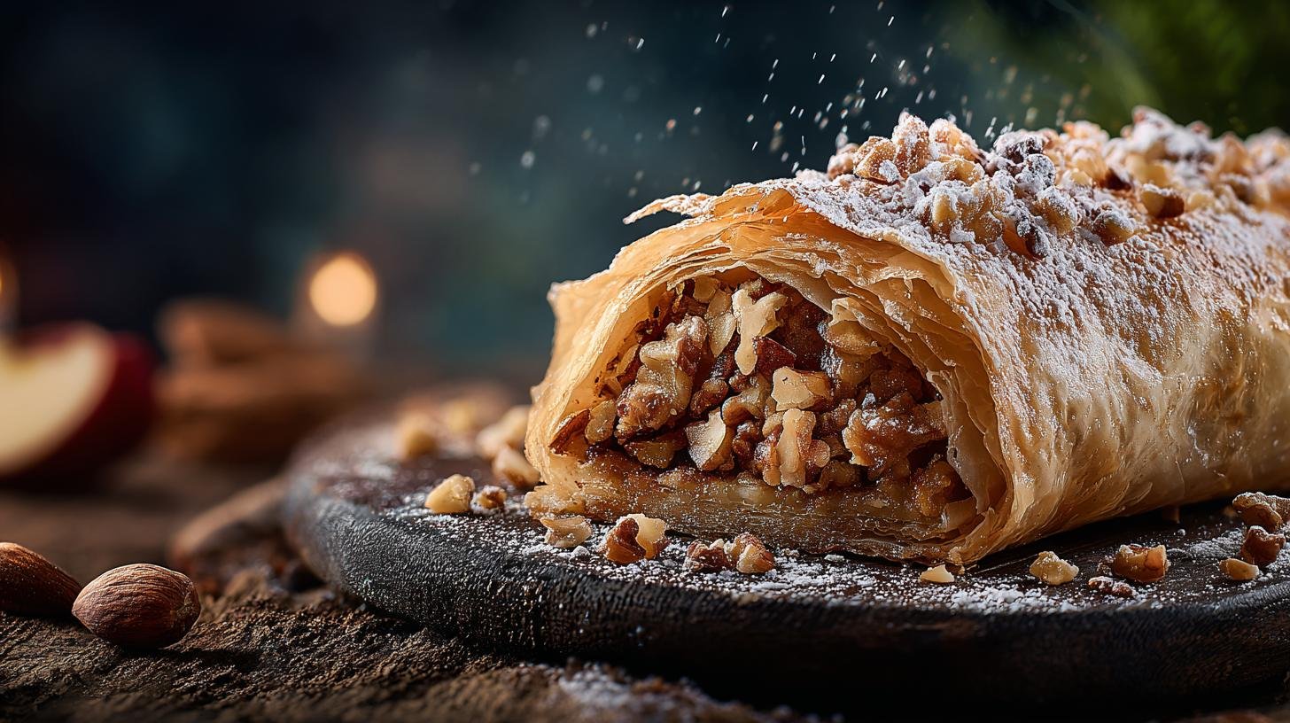 Jablkový štrúdl s ořechy a křupavým těstem pro úsporu času