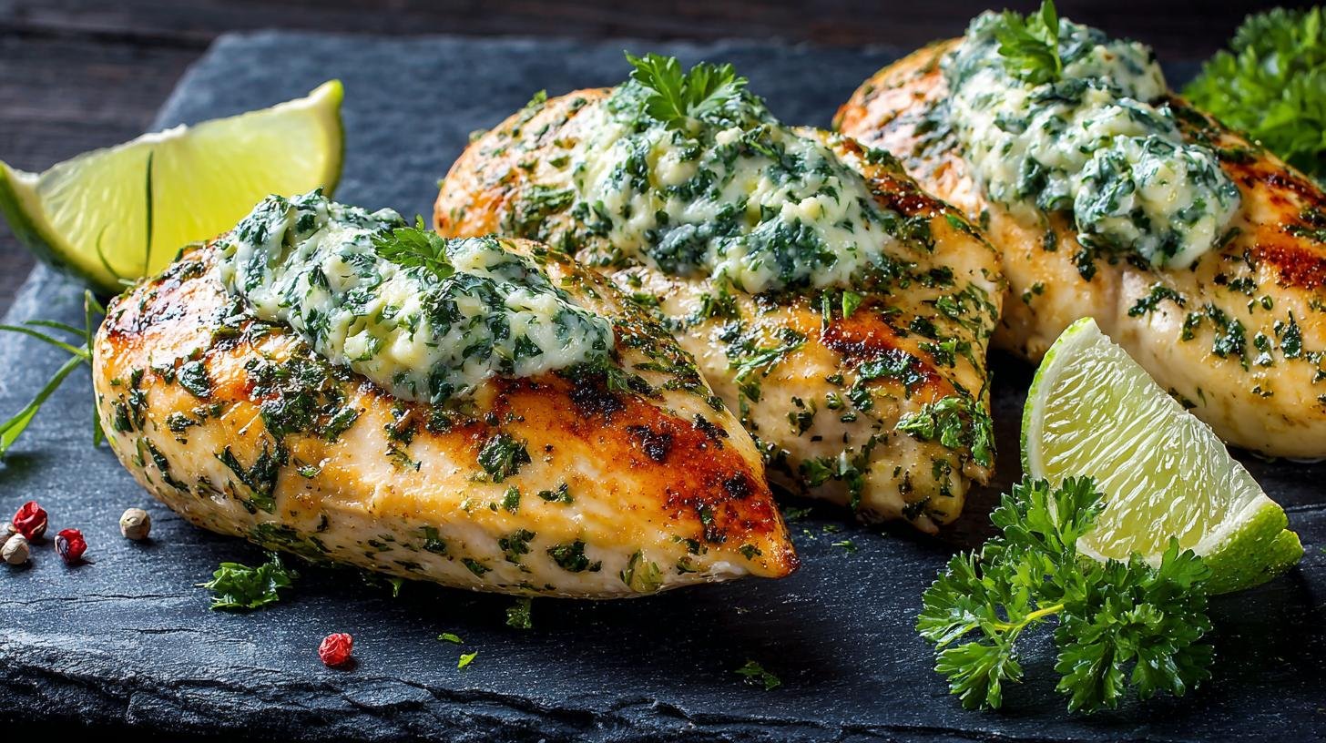 Kuřecí prsa s bylinkovým máslem pro šťavnaté a rychlé večeře. Rychlý postup krok za krokem