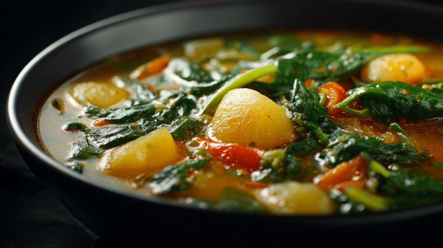 Rychlá zeleninová polévka se špenátem a bramborami