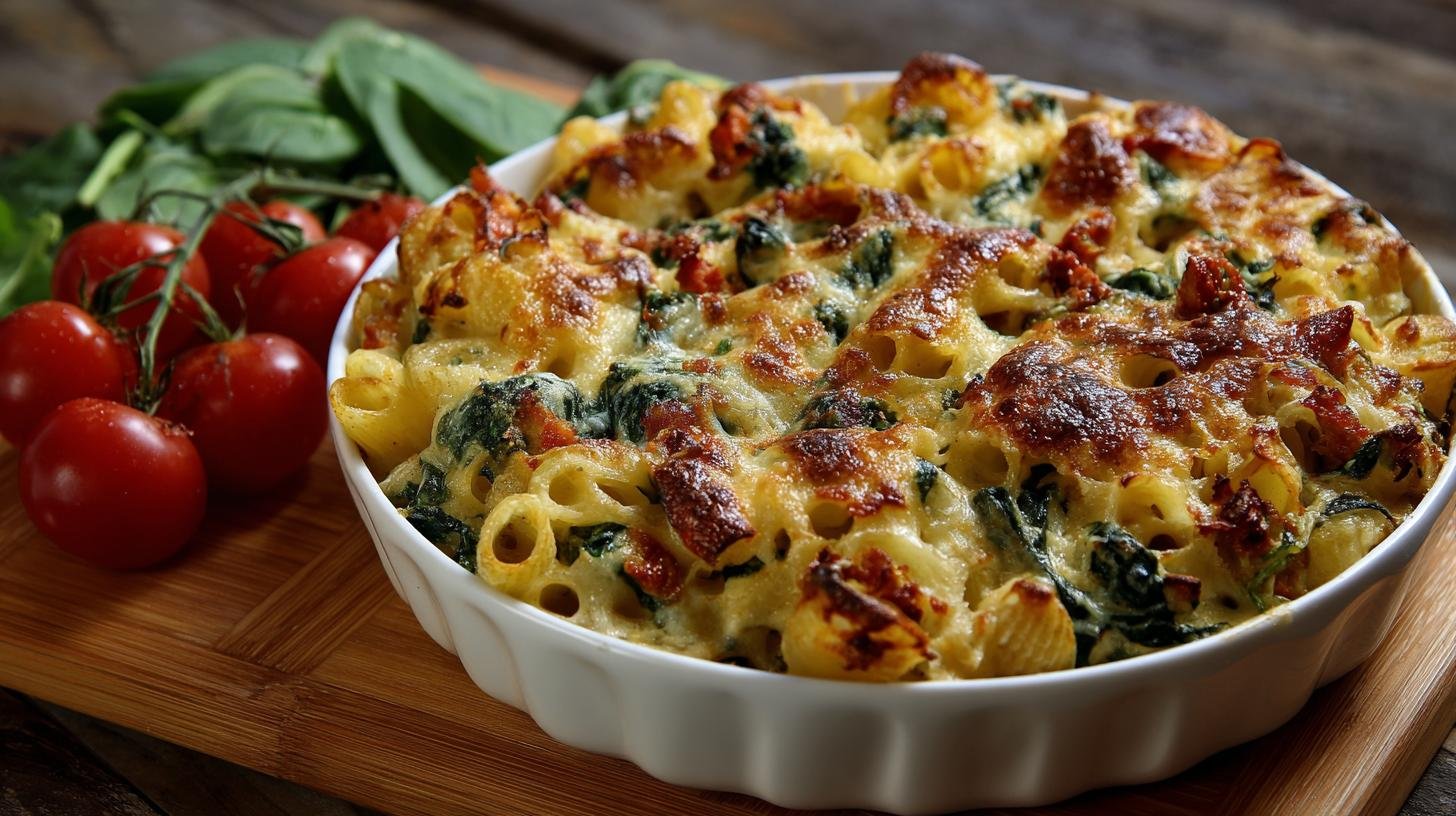 Zapečené těstoviny se sýrem a špenátem pro jistou rodinnou spokojenost