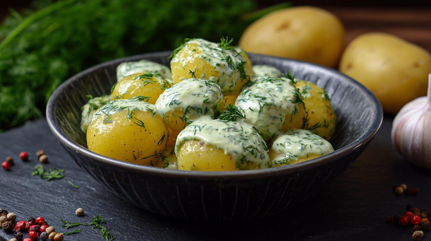 Koprová omáčka s bramborami jemná bez zbytečné kyselosti. Rychlý recept krok za krokem