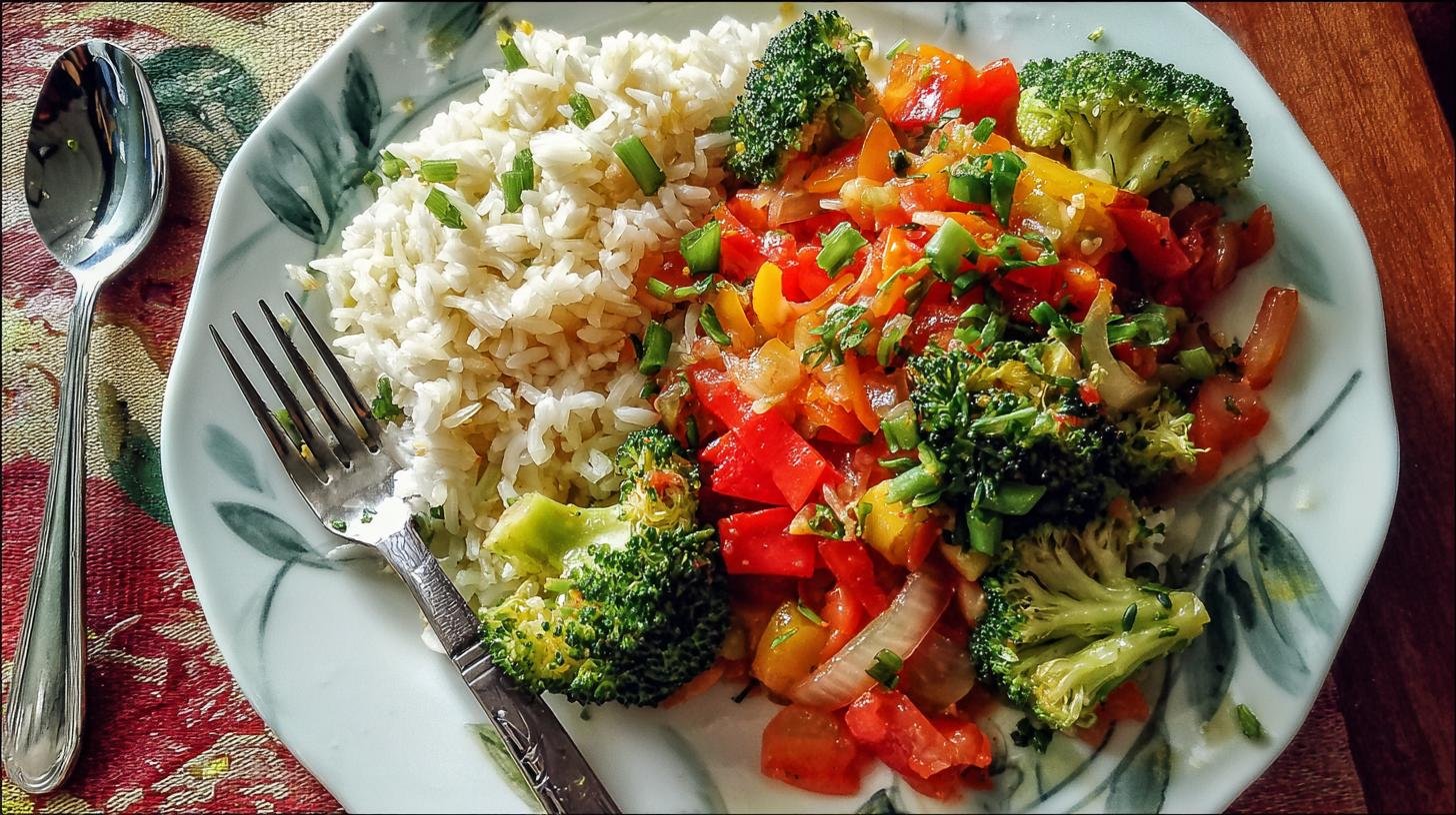 Snadná zeleninová směs s rýží a brokolicí pro klidný oběd. Tipy pro klidný oběd a úsporu času