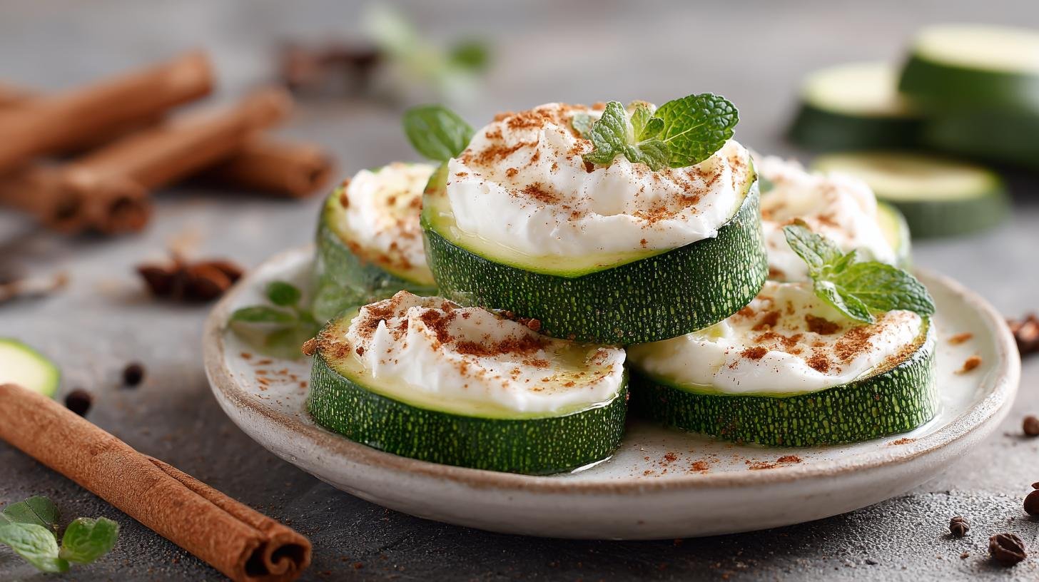 Cuketové plátky s tvarohem a skořicí jako zdravá sladká možnost