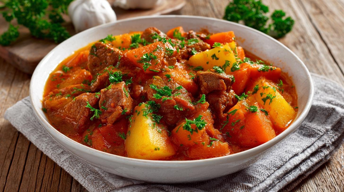 Rychlý masový guláš s mrkví a bramborami bez čekání. Co mít připravené na pultu