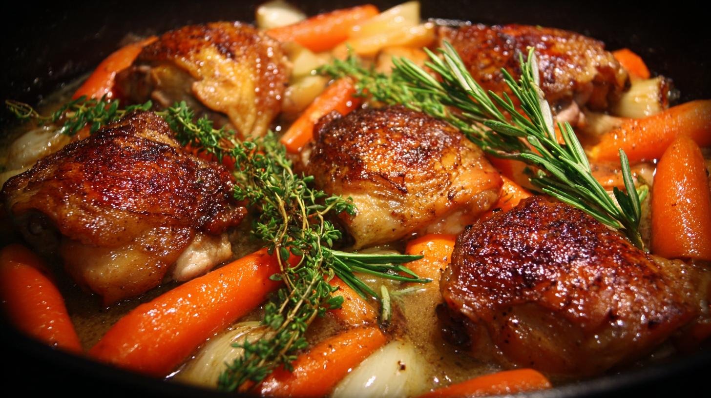 Kuřecí stehýnka s mrkví a máslem pro měkký výsledek