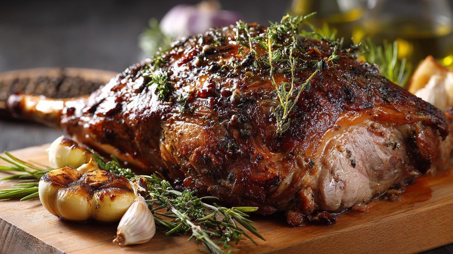 Pečená jehněčí kýta s česnekem a tymiánem, šťavnatý výsledek