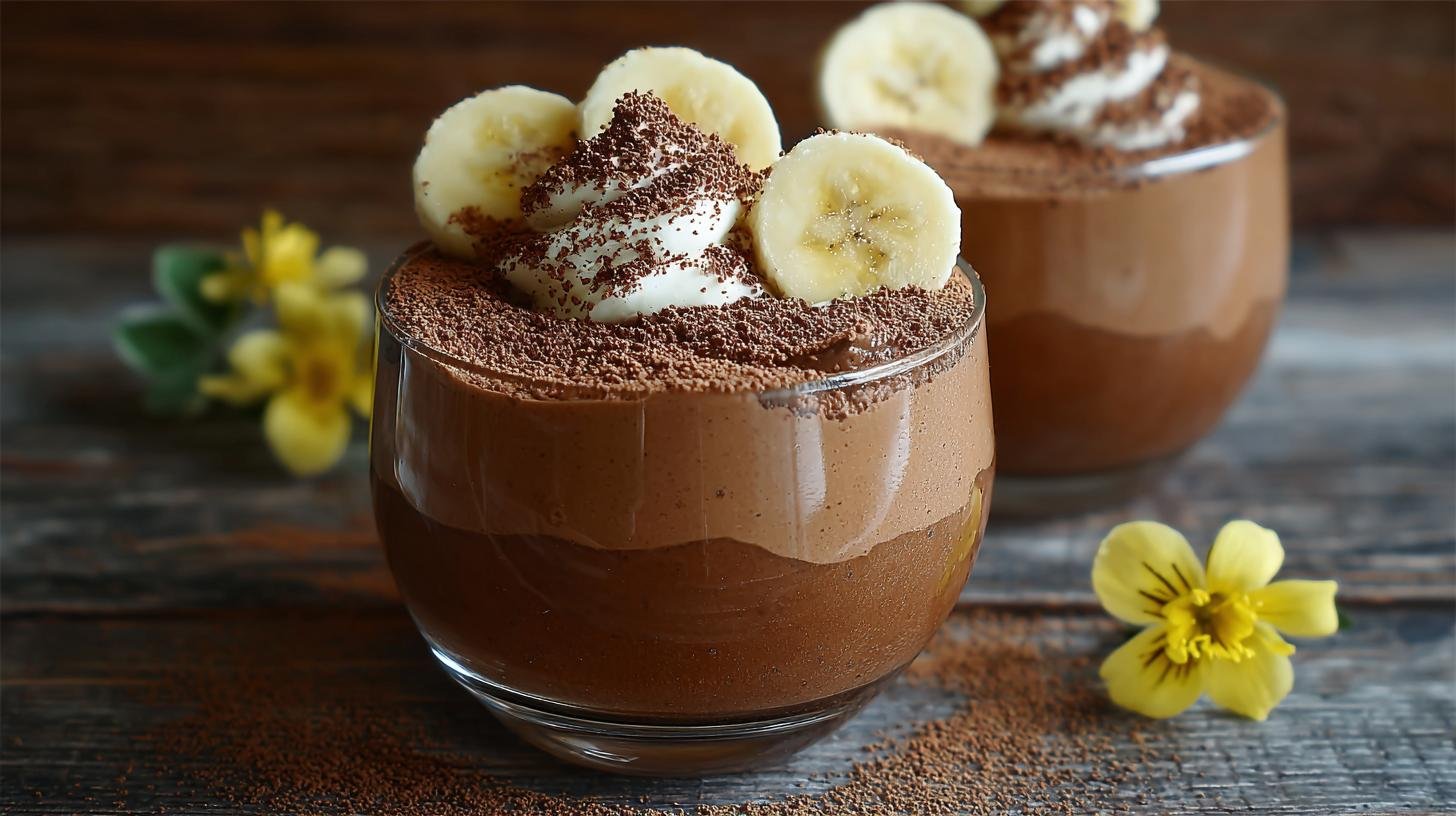 Banánová pěna s kakaem a jednoduchým krokem pro hladkou konzistenci