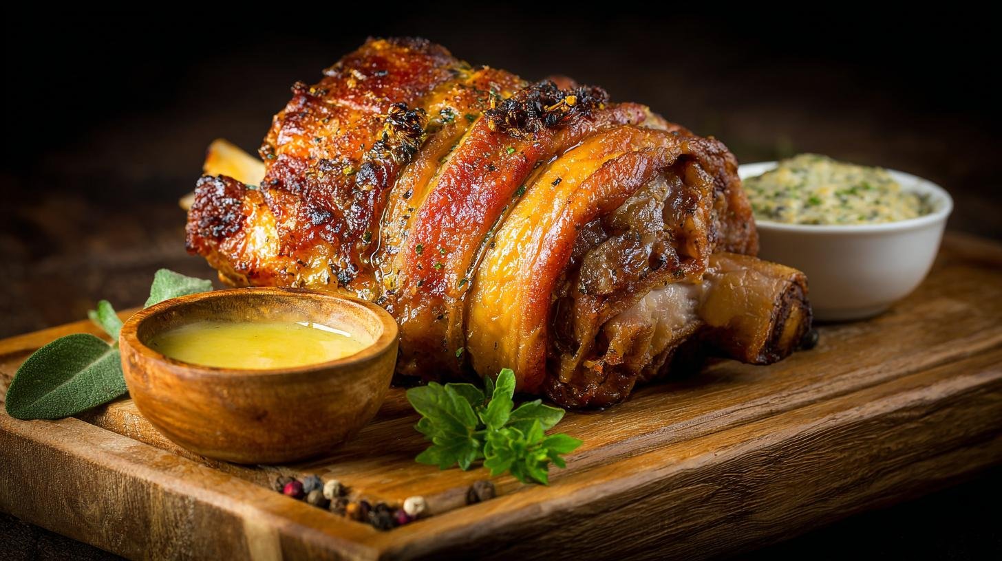 Pečené koleno s křenem a hořčicí, tradiční a chutné. Proč sáhnout po klasice