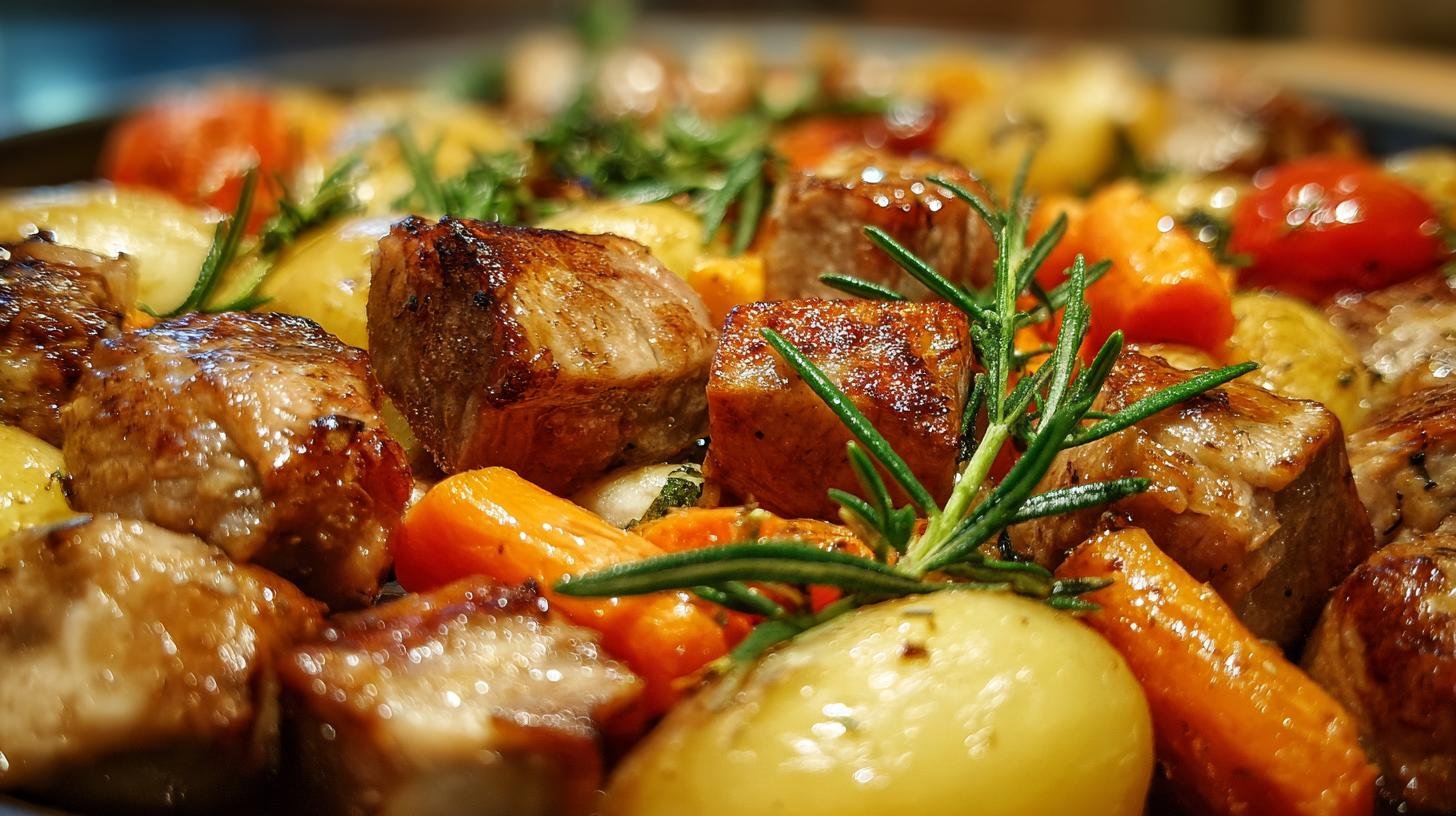 Pečené vepřové kostky s bramborami a mrkví bez zdlouhavé práce