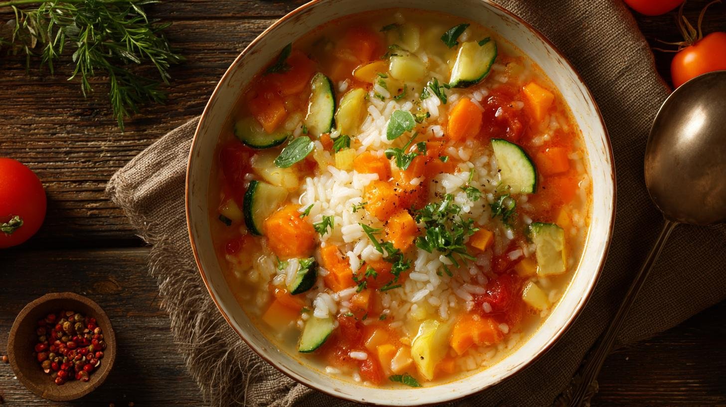 Zeleninová polévka s rýží skvělé řešení, když není čas