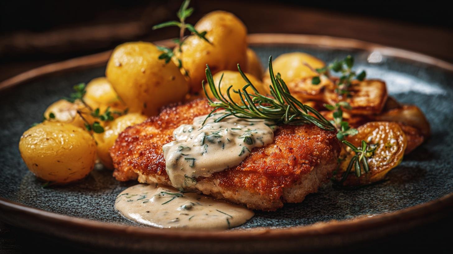 Šťavnatý kuřecí řízek se smetanou a bramborami bez chyb