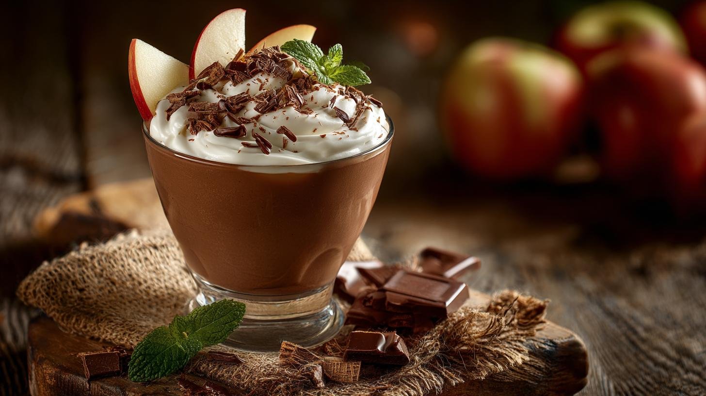 Smetanový pohár s čokoládou a jablky jako rychlá dobrota