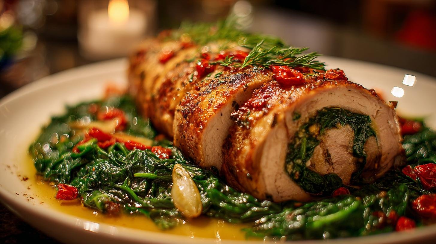 Krůtí roláda se špenátem lehká slavnostní večeře