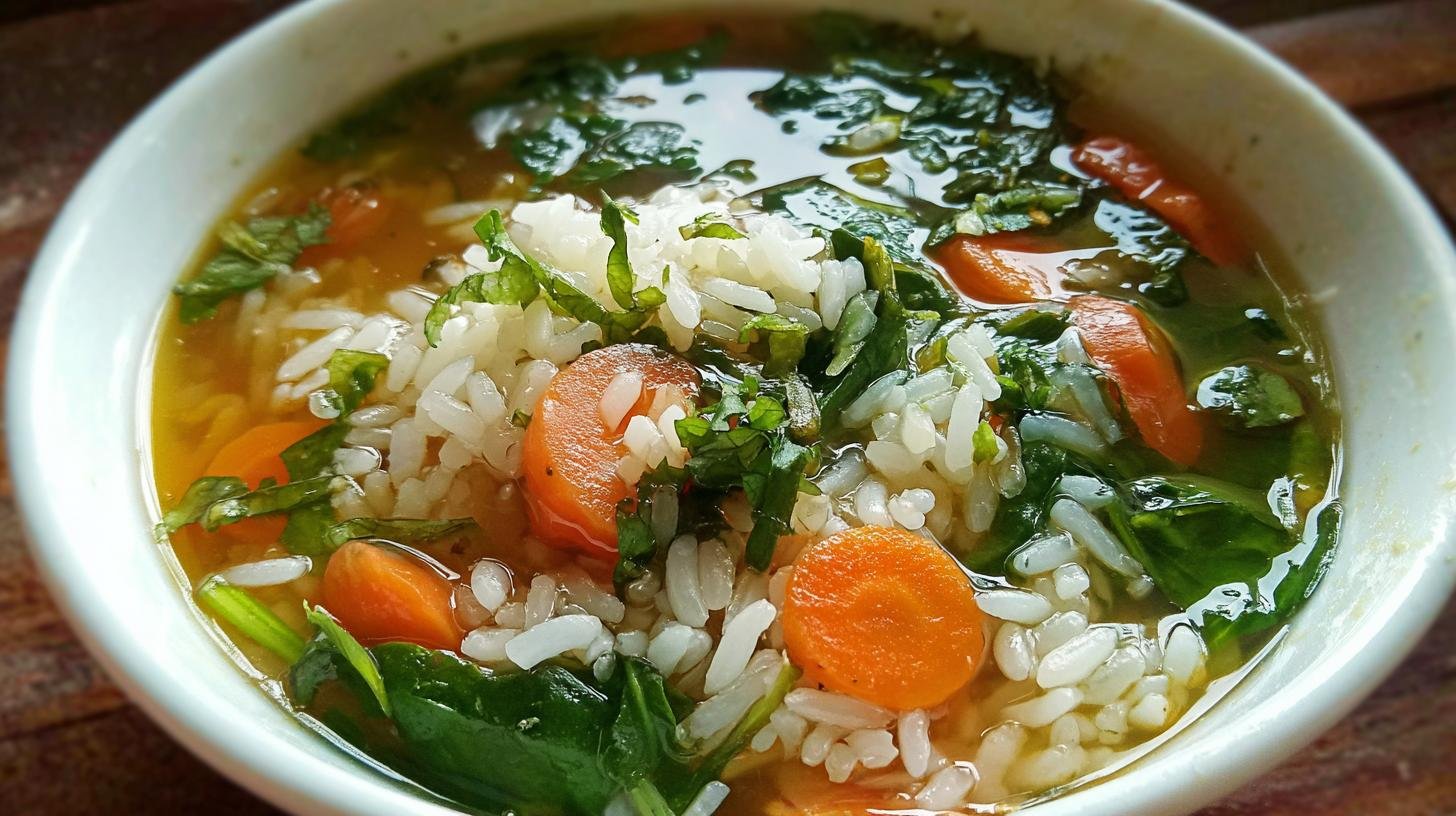 Rýžová polévka s mrkví a špenátem jako lehké řešení