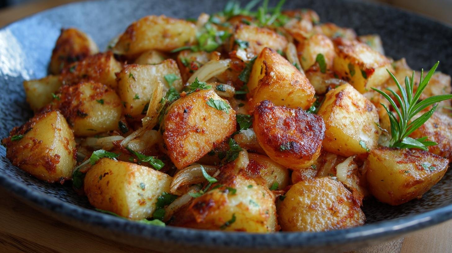 Brambory na pánvi s cibulí bez čekání. Tajemný trik pro extra křupavost