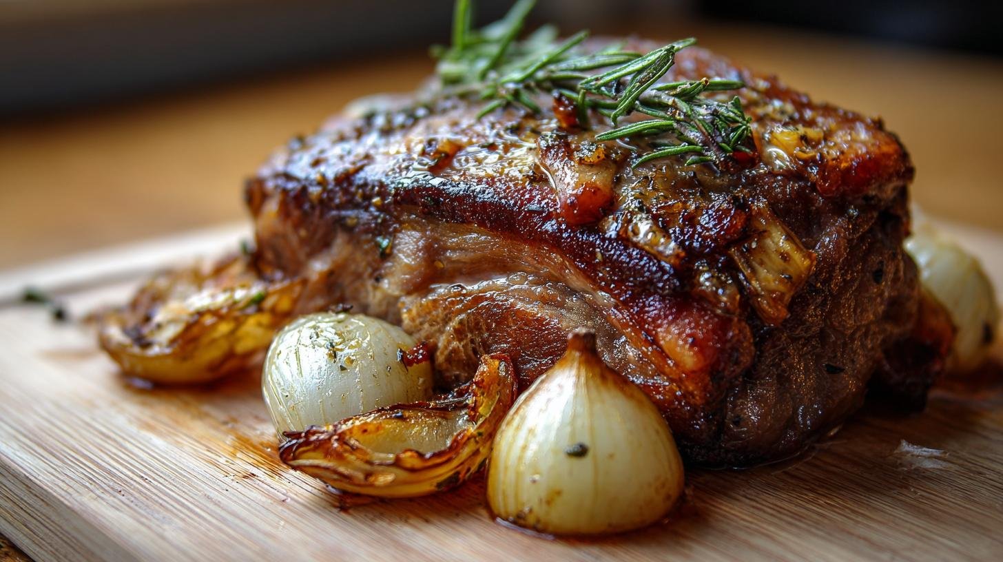 Vepřová krkovice s cibulí a drobným trikem pro šťavnatost