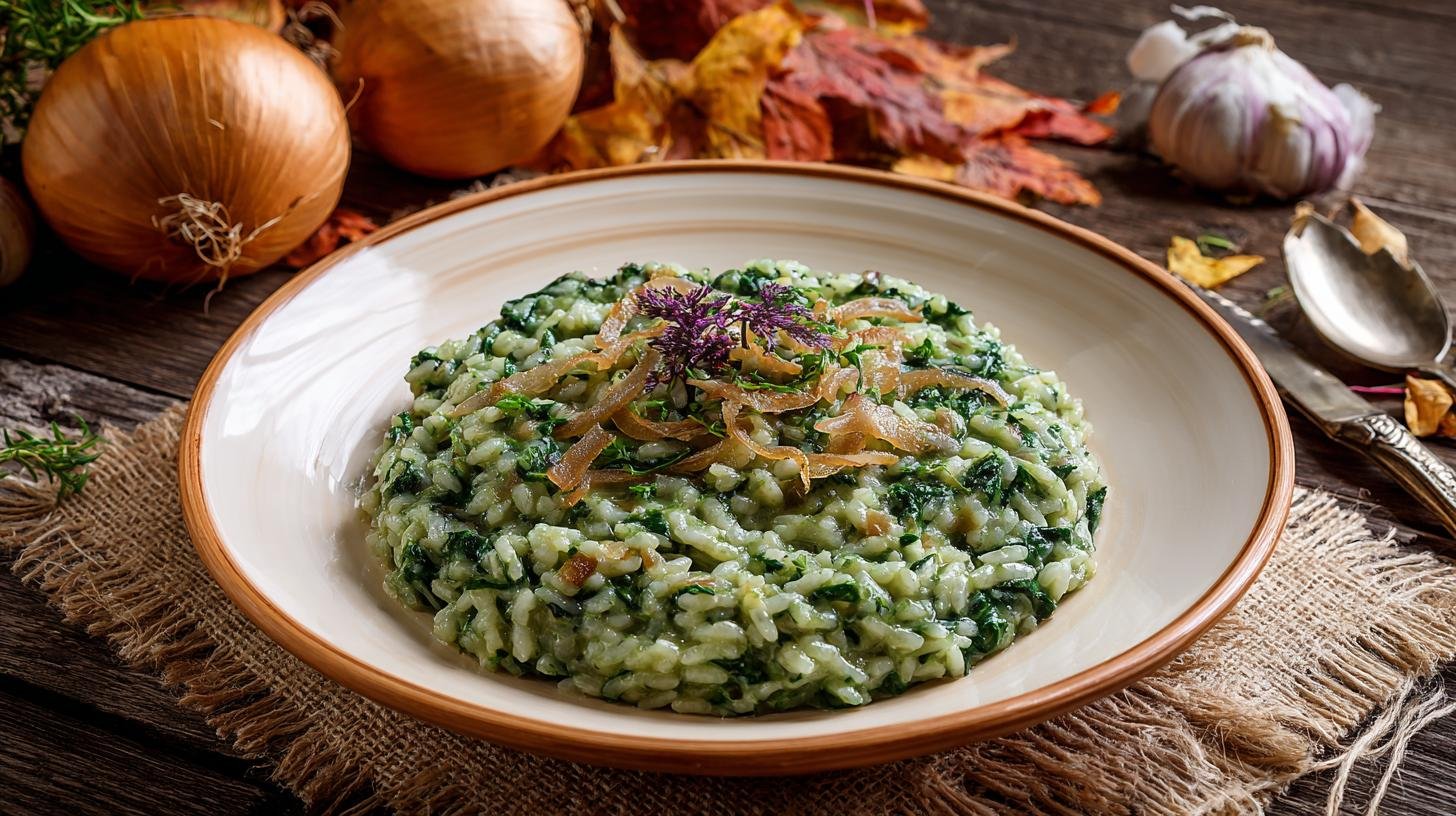 Špenátové rizoto s cibulí správný způsob pro jemnou texturu