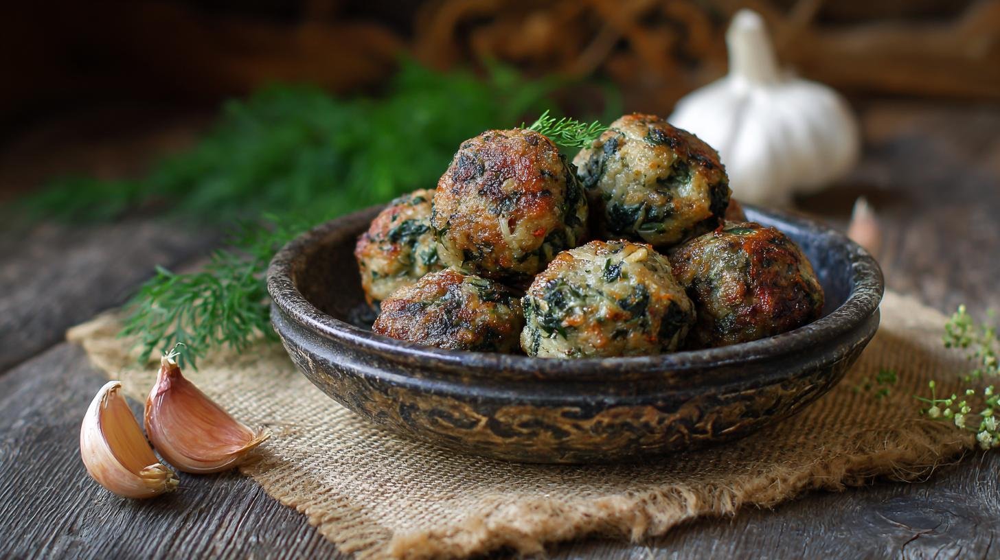 Masové kuličky s moukou a špenátem rychle hotové. Ingredience a rychlý postup