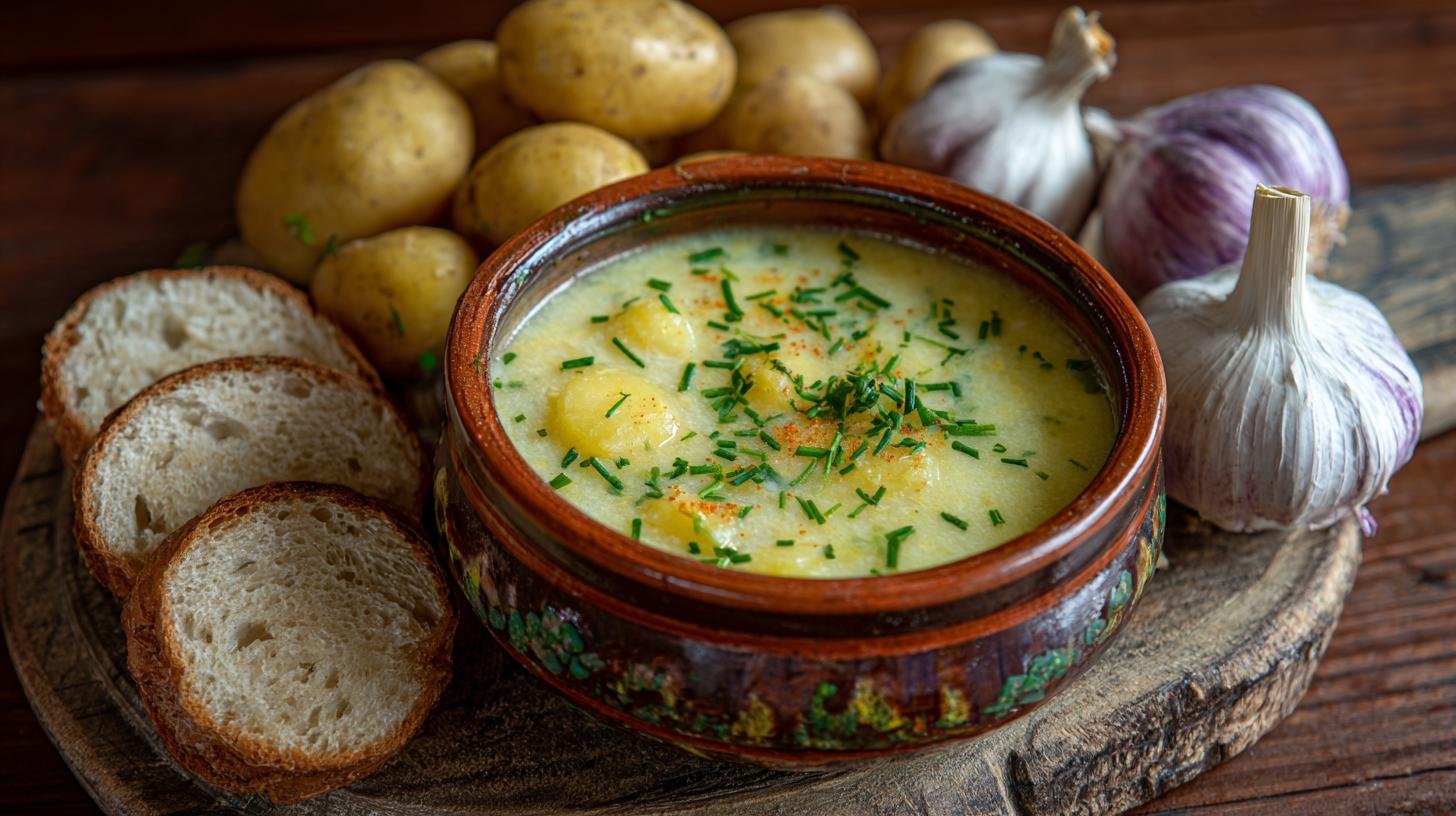 Česnečka s bramborami a rychlou pomocí při nachlazení