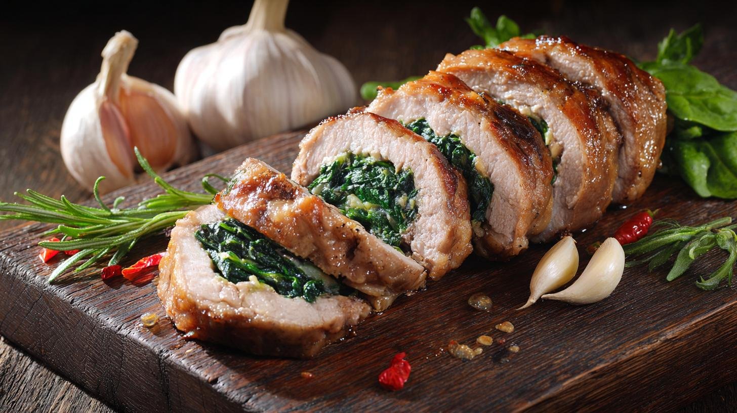 Křehké vepřové rolky se špenátem a česnekem správným postupem. Krok za krokem: postup, který funguje