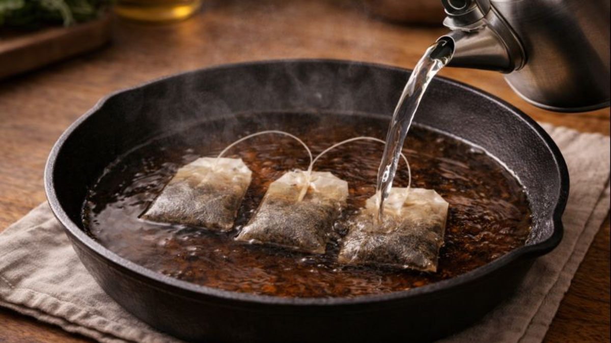 Čistím pánev bez chemie: dva čajové sáčky a mastnota je pryč