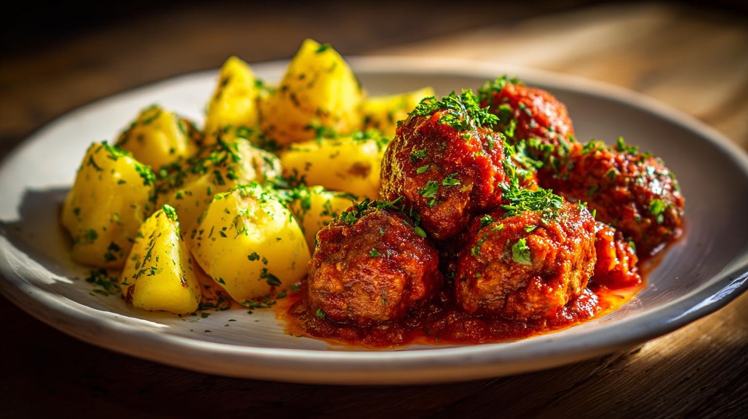 Masové kuličky s bramborami jako úsporná varianta večeře