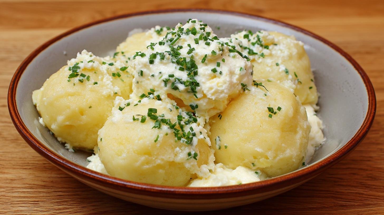 Bramborové knedlíky s tvarohem a tipem pro hladké těsto. Servírování, skladování a úspora času