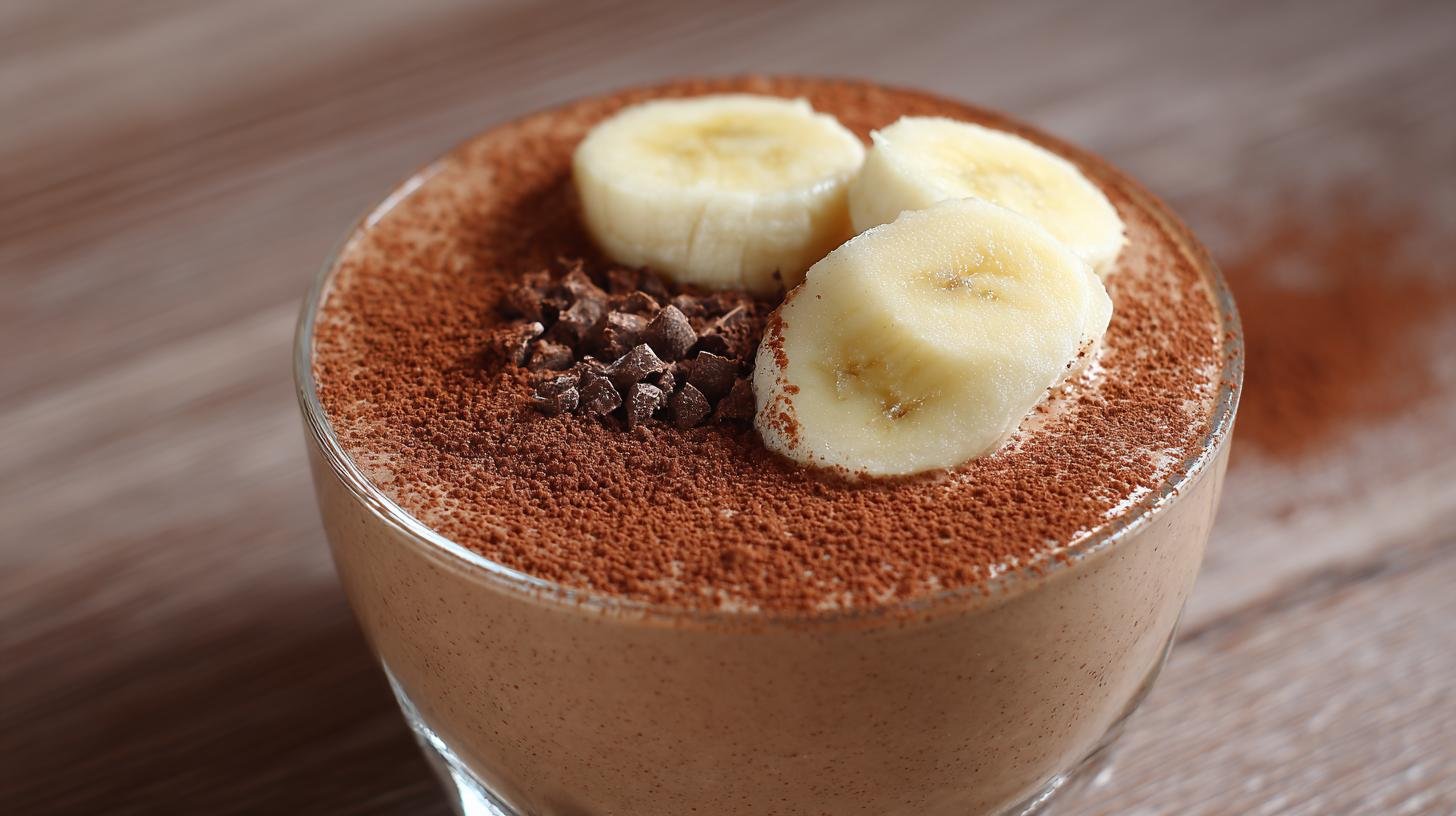 Banánová pěna s kakaem a jednoduchým krokem pro hladkou konzistenci. Jednoduchý krok pro hladkou konzistenci
