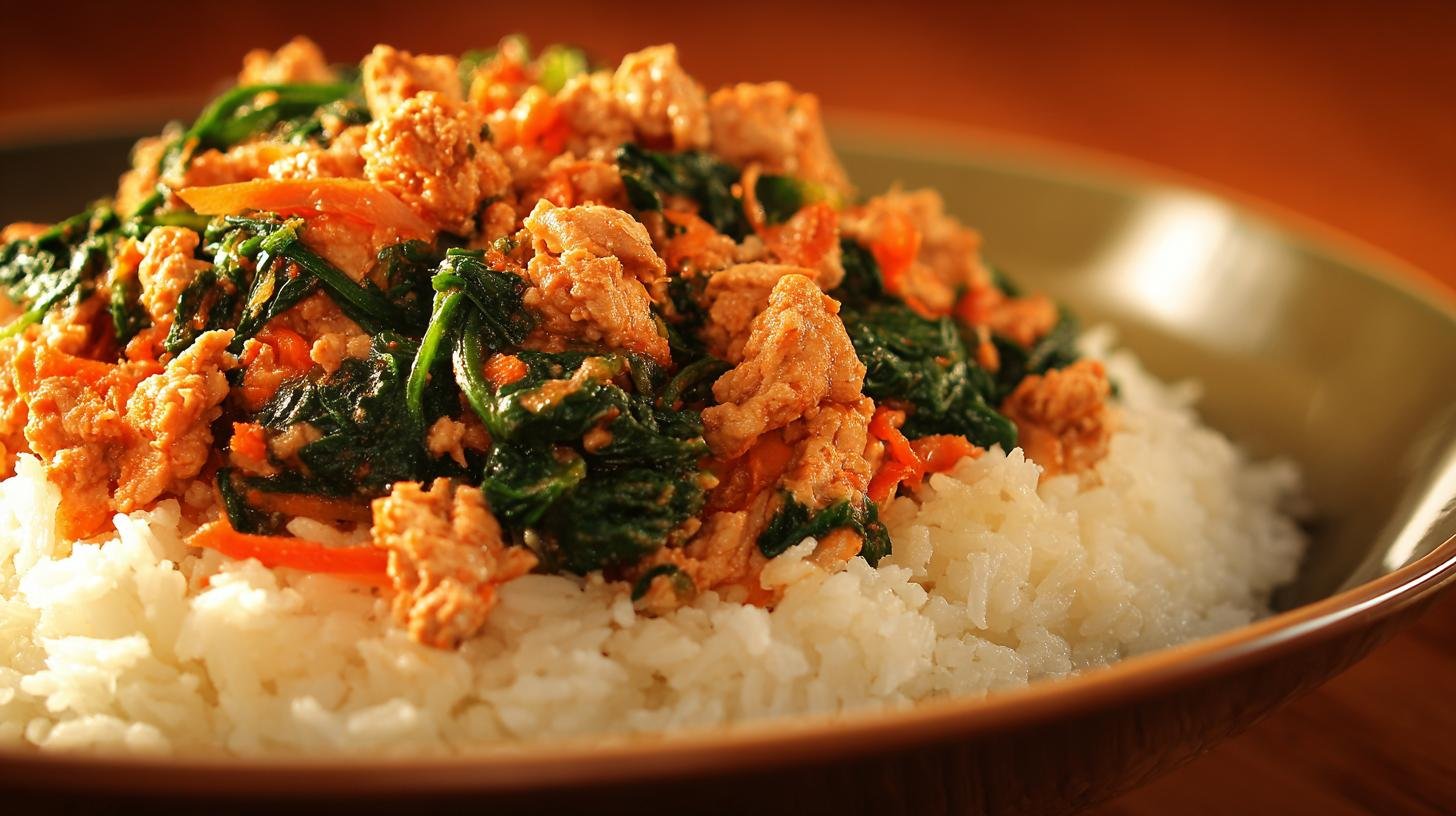 Krůtí směs s rýží a špenátem jako rychlé rodinné jídlo. Co budete potřebovat (suroviny a tipy)