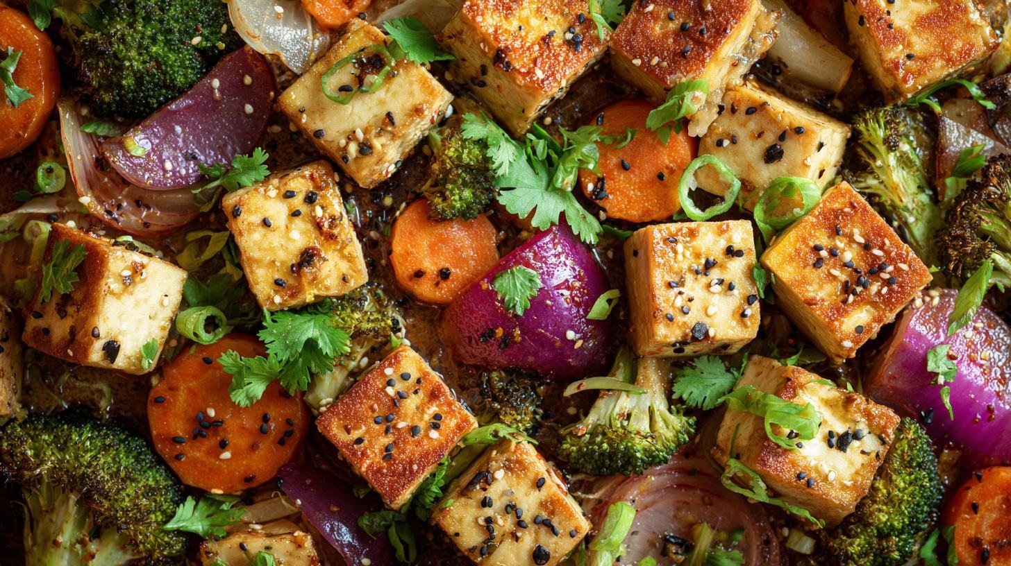 Křupavé pečené tofu se zeleninou jako snadná úsporná varianta