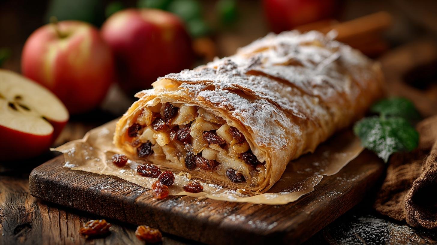 Jablkový závin s rozinkami a trikem pro křupavé těsto. Čas a teplota
