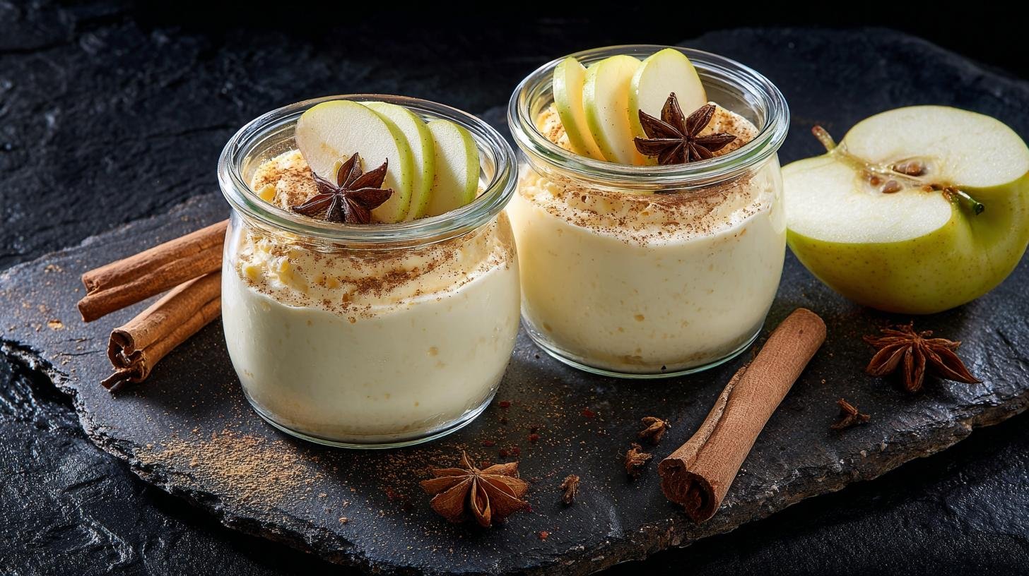 Domácí tvarohová pěna s jablky pro lehký večerní dezert. Ingredience a rychlý nákupní seznam