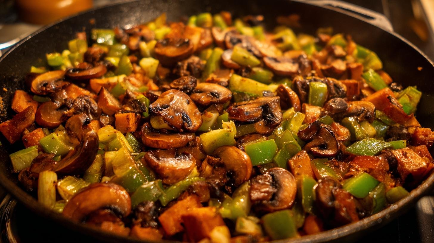 Zeleninová pánev s žampiony a úsporou času na večeři