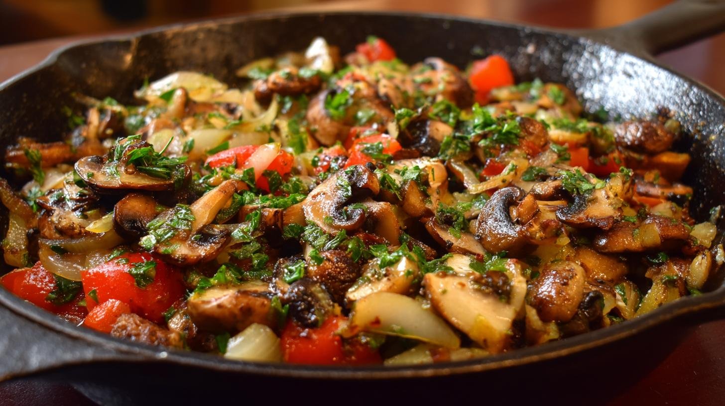 Zeleninová pánev s žampiony a úsporou času na večeři. Proč to opravdu šetří čas Zeleninová pánev s žampiony a úsporou času na večeři. Proč to opravdu šetří čas