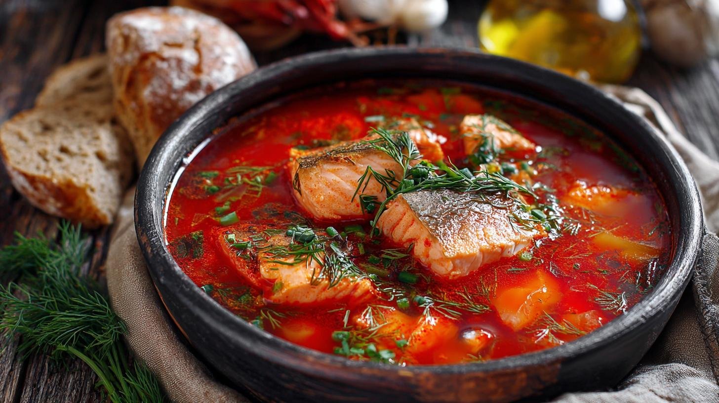 Rybí polévka s lososem a zeleninou, snadný recept. Ingredience