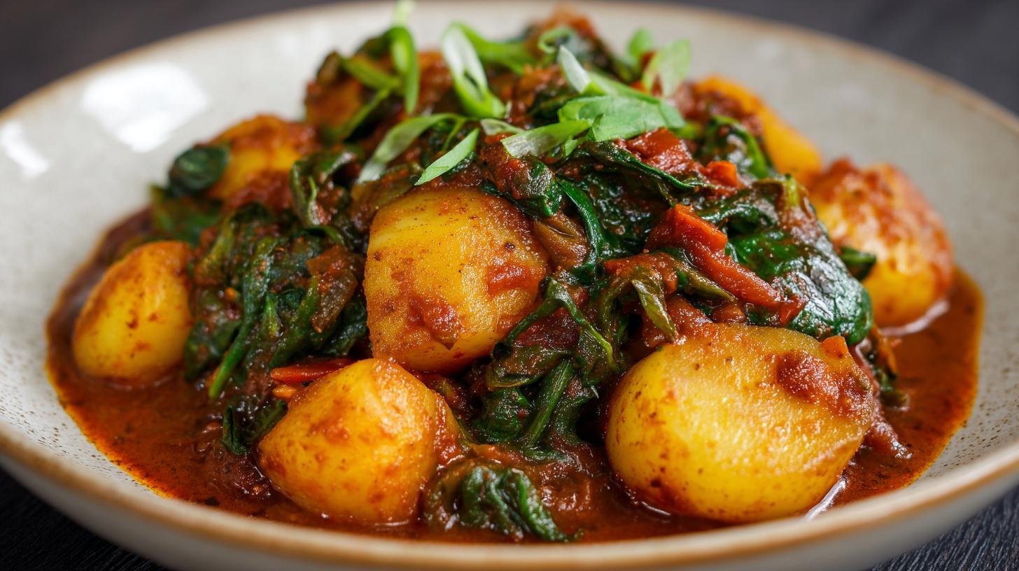 Bramborový guláš se špenátem a snadným trikem navíc