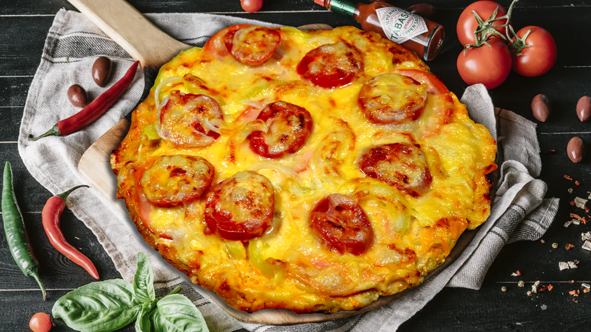 Jednoduchá varianta bez hnětení jak připravit bramborovou pizzu se sýrem a oblohou