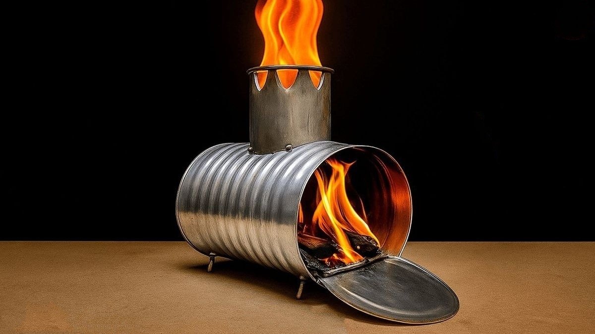 Jednoduché řešení levné zimy v Česku – raketová kamna spálí dřevo téměř beze zbytku