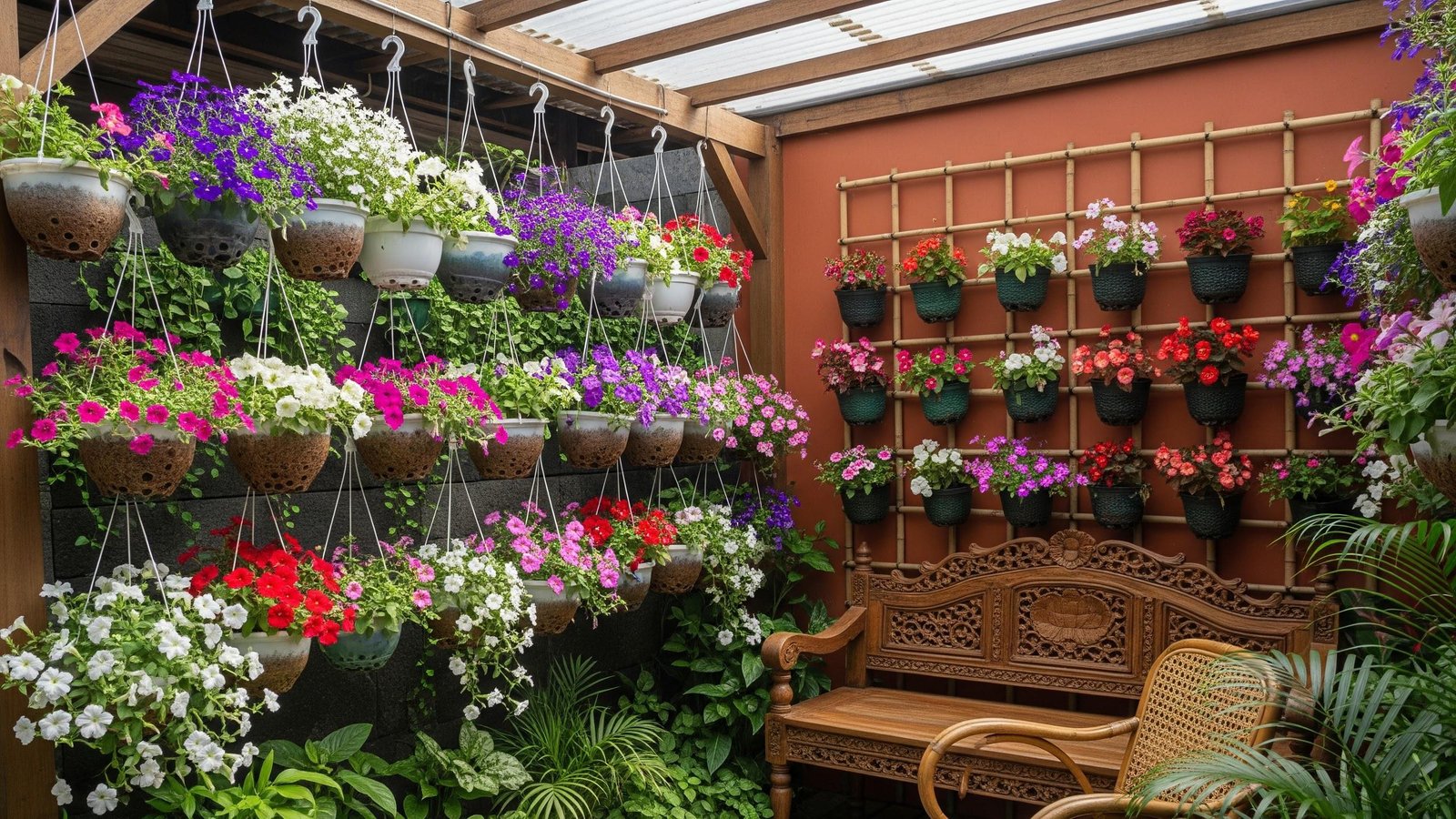 8 nápadů na mini zahrádku na terase s úspornými závěsnými květináči jako zelené řešení pro omezený prostor