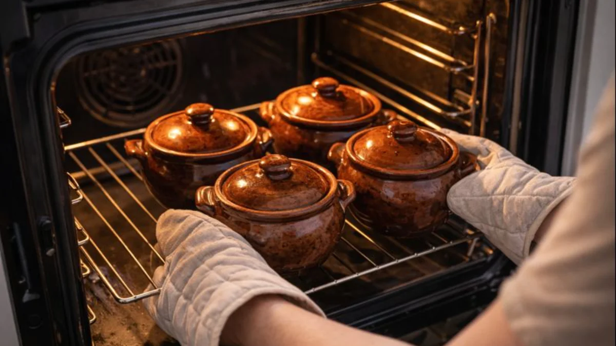 Smíchám kousky kuřete, plátky brambor a koření a upeču je v hrnečcích