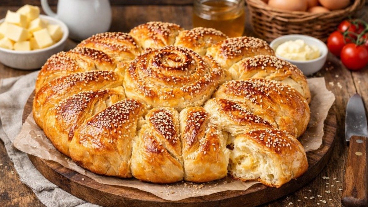 Nadýchaný máslový šnek se sýrem