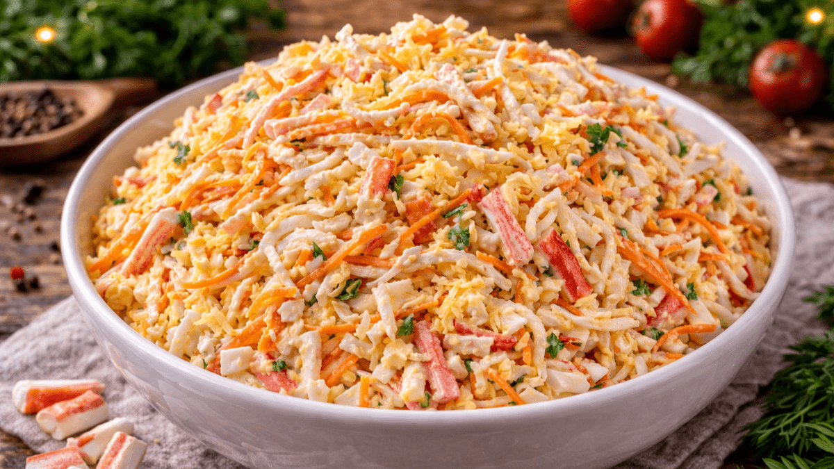 Pětiminutový salát z krabích tyčinek: výborný a úplně nejjednodušší, jen 4 suroviny