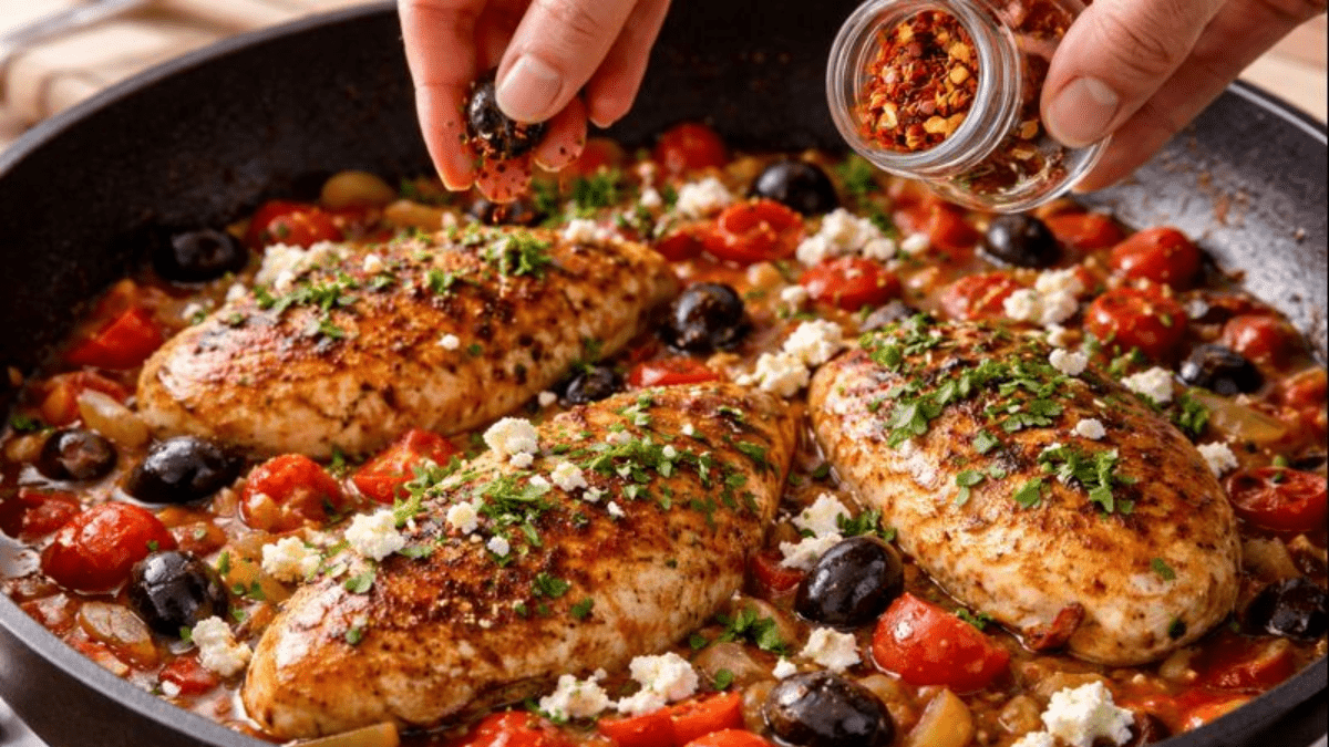 Řecká kuřecí pánev: středomořské jídlo „z jedné pánve“
