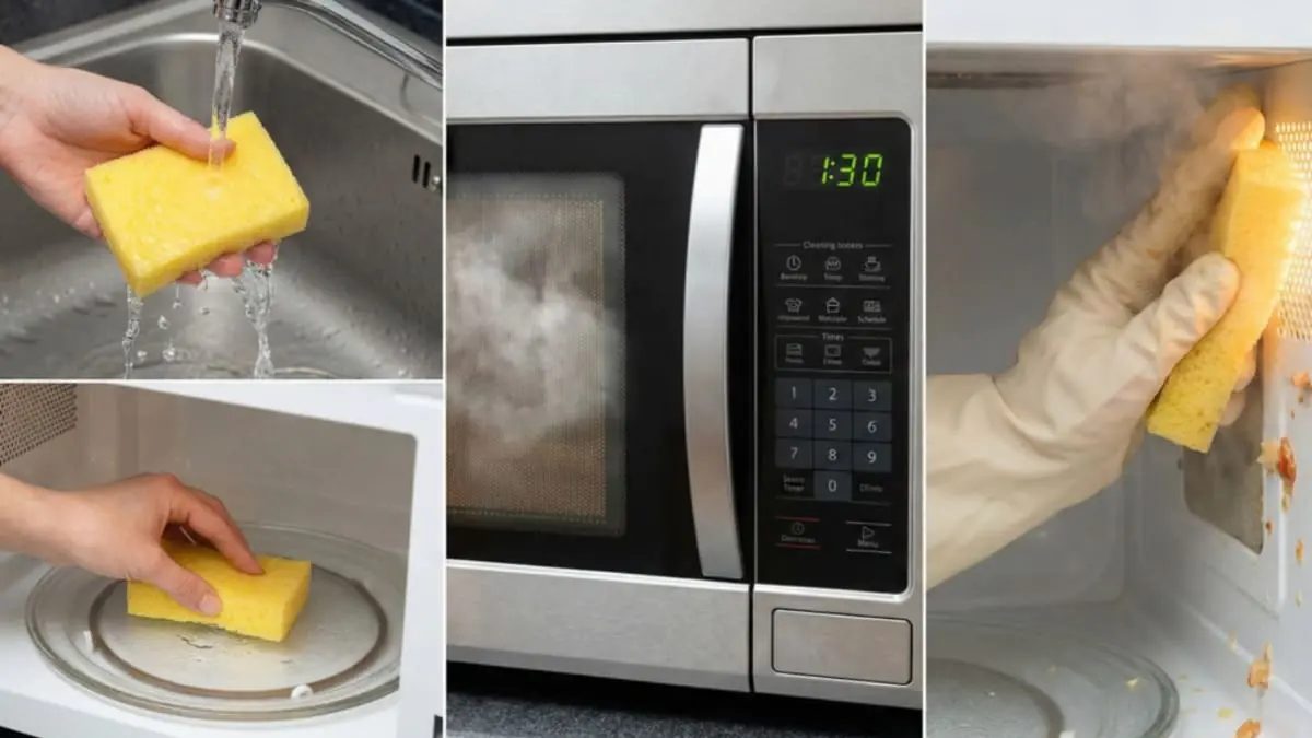 Trik s vlhkou houbičkou v mikrovlnce, který usnadní úklid během pár minut 3 Trik s vlhkou houbičkou v mikrovlnce, který usnadní úklid během pár minut