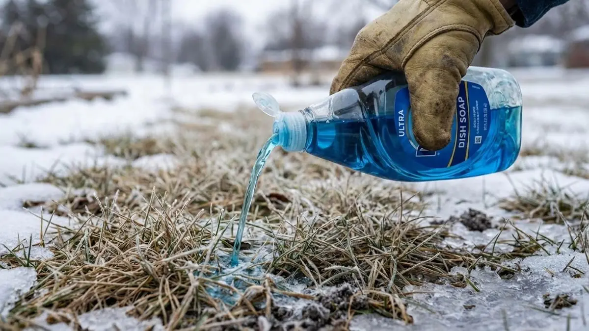Proč někteří lidé v zimě bez váhání lijí prostředek na mytí nádobí na trávník