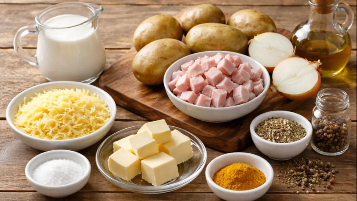 Recept na bramborový nákyp se šunkou a smetanou