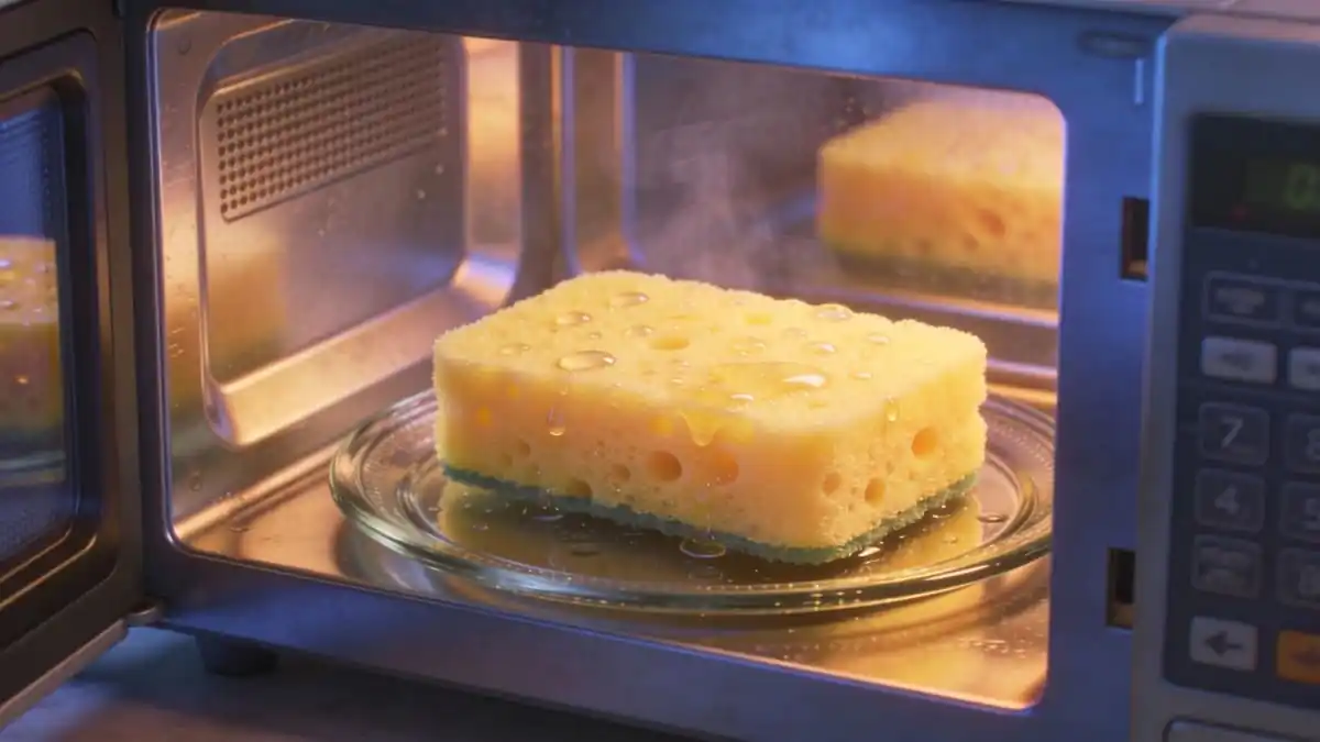 Trik s vlhkou houbičkou v mikrovlnce, který usnadní úklid během pár minut