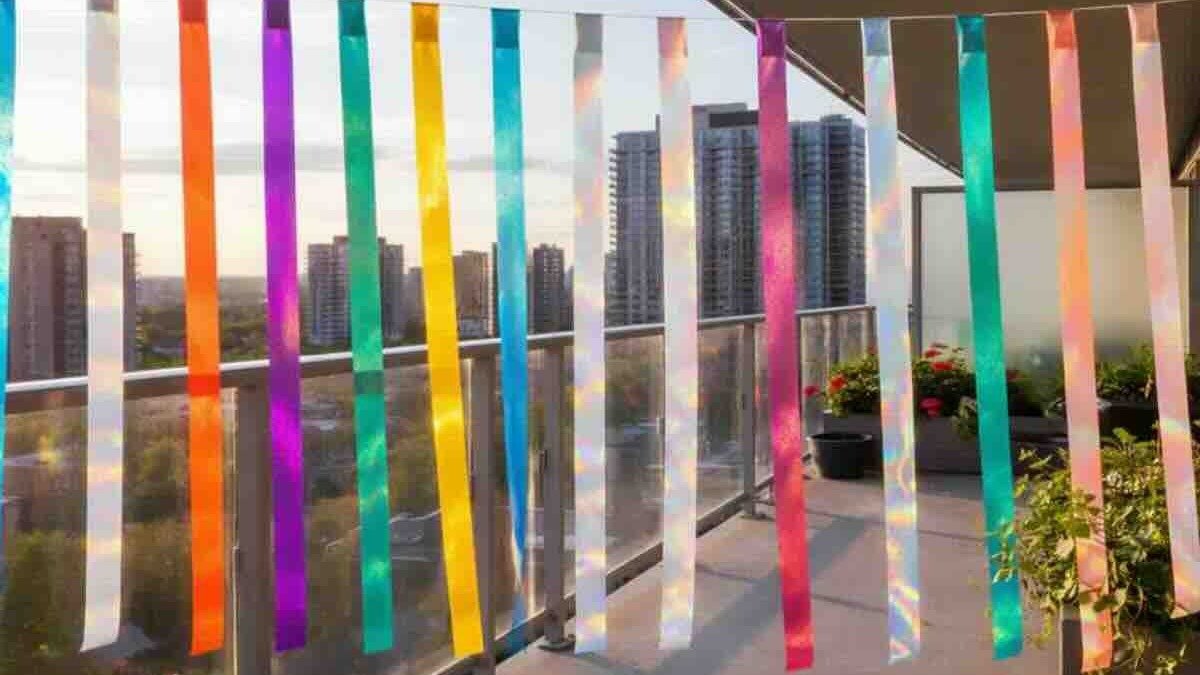 Všichni věší na balkon barevné holografické pásky: není to móda, ale velmi užitečná věc pro domácnost